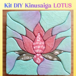 Kit Initiation Kinusaiga Lotus et Tuto Vidéo en français | Mosaïque de Tissu Japonais | Loisir Créatif Adulte DIY | Patchwork Sans Machine