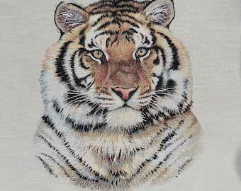 Jacquard Square 47x47 cm Polyester Textile Panel – Tiger - For Sewing, Decoration & Creative Hobbies