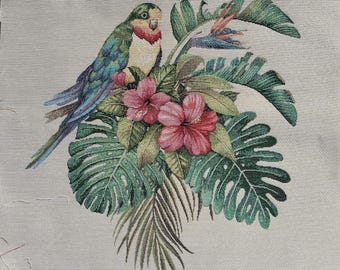 Jacquard Square 47x47 cm Polyester Textile Panel – Parakeet – For Sewing, Decoration & Creative Hobbies
