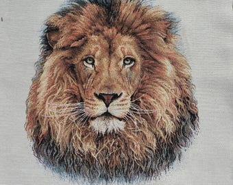 Jacquard Square 47x47 cm Polyester Textile Panel – Lion - For Sewing, Decoration & Creative Hobbies