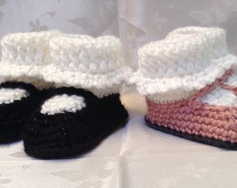 Made to Order Crochet Mary Jane Booties  Baby Girl Booties Baby Girl Shoes Infant Booties