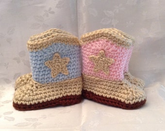 Gender Reveal Booties Set, Girl Boy Twin Cowboy Booties, Made to Order Baby Cowboy Boots