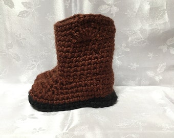 Cowboy Booties for Baby Brown Crochet Boots Infant Booties