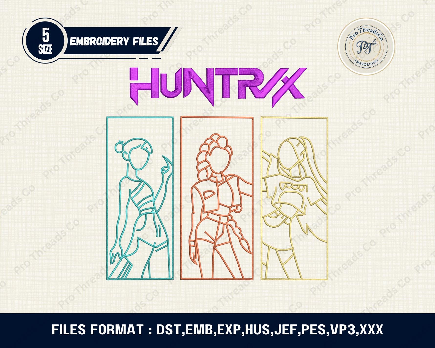 Huntrix Girls Embroidery Design Kpop Demon Hunters Inspired Pattern ...