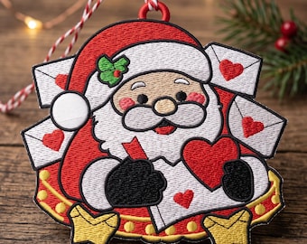 FSL Santa Love Letter Christmas Ornament Embroidery Design, Holiday Ornament Machine Embroidery Pattern, Digital Download File