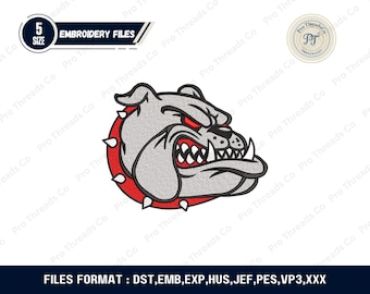 Bulldog Mascot Embroidery Design | Bulldog Head Embroidery File | Georgia UGA Dog Machine Embroidery Pattern | Instant Download