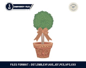 Chinoiserie Topiary Machine Embroidery Design, Blue Willow (Digital Download)