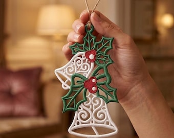 Free Standing Lace Christmas Bell Ornament Embroidery Design (Instant Download)