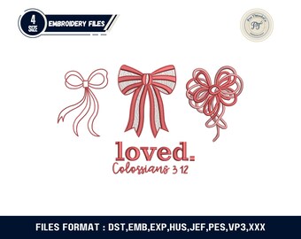 Christian Bow Embroidery Design, Valentine Religious Machine Embroidery Pattern (Digital Download)