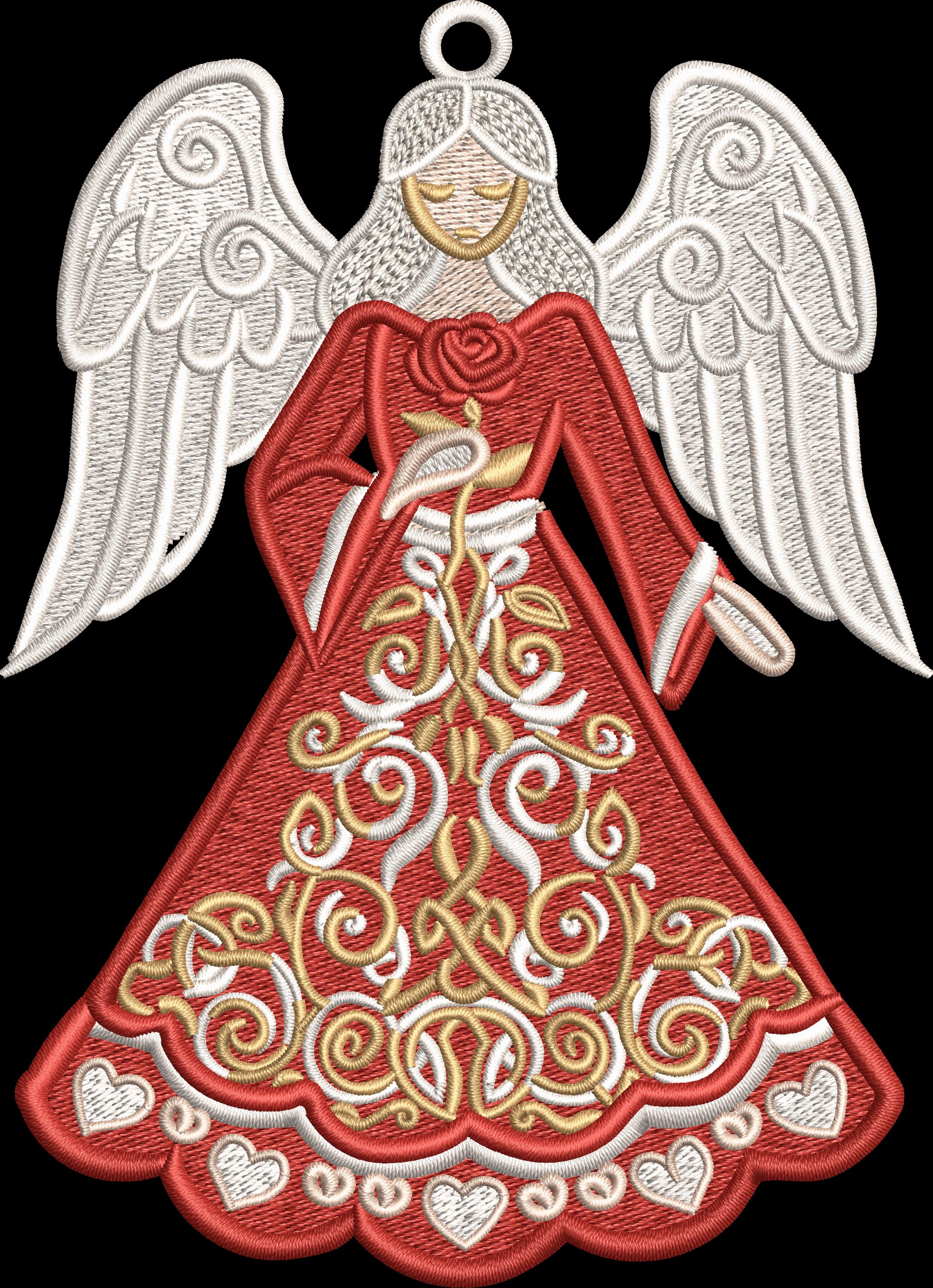 FSL Angel Embroidery Design Red Bloom Angel Free Standing Lace Machine ...