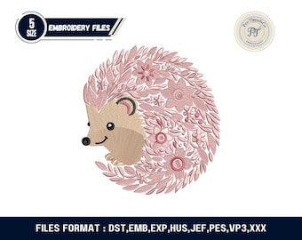 Fall Hedgehog Embroidery Design | Autumn Floral Animal (PDF Pattern)