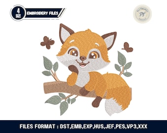 Fox Embroidery Design | Woodland Animal Machine Embroidery (Instant Download)