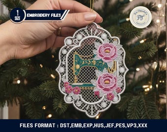 Adorno para máquina de coser FSL, diseño de bordado de encaje floral (descarga digital)