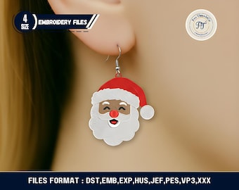 FSL Christmas Earrings Machine Embroidery Design | Freestanding Lace Santa Ornament | Gingerbread Earring Pattern | Instant Download