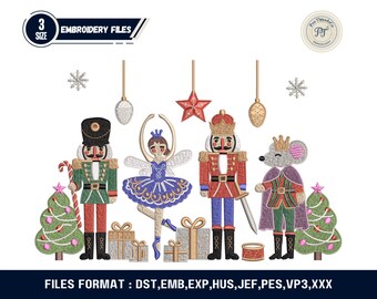 Nutcracker Ballet Embroidery Design | Christmas Machine Embroidery Pattern | Holiday Soldier & Ballerina Stitch File