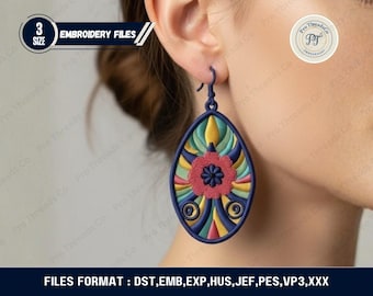 FSL Embroidery Earring Design, Free Standing Lace Earrings, Machine Embroidery Jewelry Pattern, Instant Download PES and More