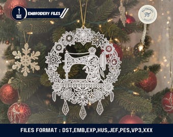 Diseño de bordado para máquina de coser FSL, adorno de encaje independiente para máquina de coser, archivo de bordado navideño, descarga digital