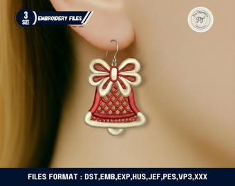 FSL Bell Earrings Machine Embroidery Design – Free Standing Lace Earring Pattern – Embroidery Design for Earrings – Instant Digital Download