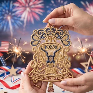 Broderidesign för FSL Liberty Bell-ornament | Patriotisk spets för USA:s 250-årsjubileum (digital nedladdning)