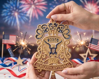 FSL Liberty Bell Ornament Embroidery Design | USA 250th Anniversary Patriotic Lace (Digital Download)