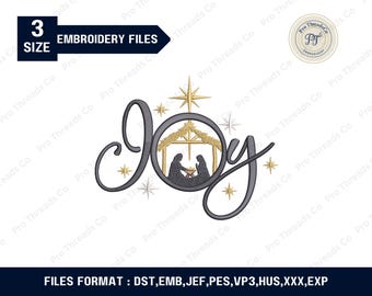 Joy Nativity Embroidery Design | Christmas Machine Embroidery File (Digital Download)