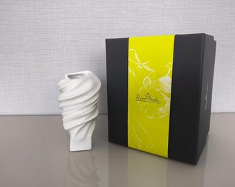 Vintage New 1990s Rosenthal Porzellan kleine Vase 12 cm*18 cm weiße Vase im Originalkarton