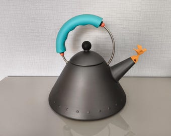New condition vintage Alessi Michael Greaves MG9093 bird Whistle Kettle: 1990s Italian Stainless Steel Teapot