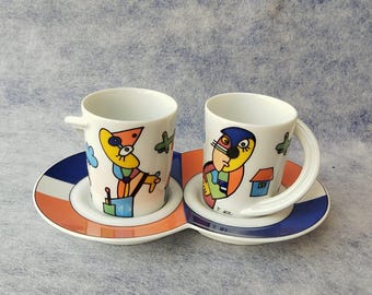Vintage Rosenthal Cupola Espresso Cups and Saucers: Studio Linie Porcelain Set