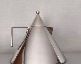 New Vintage Alessi Conico II Stainless Steel Kettle: Aldo Rossi Italian Design Teapot