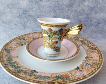 Versace Espresso Cup Set: Le Jardin de Versace, Golden Wing Handle