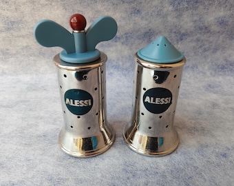 2er Set Vintage Alessi Salz + Pfeffer Streuer: Michael Gravure Design sehr guter Zustand