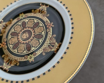 vintage 1990s Rosenthal Versace Medusa Barocco Versace, Golden plating porcelain plate 18.2cm support verification