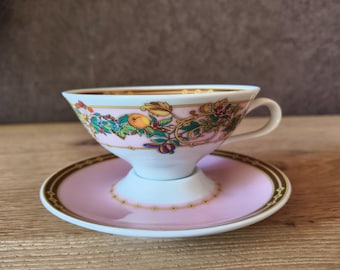 Vintage Rosenthal Versace Tea Cup Set: La Jardin de Medusa, Golden Plating