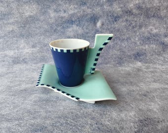 Vintage Rosenthal Espresso Cup and Saucer: S. Samhaber Studio Line, 1980s
