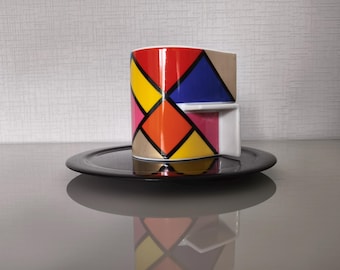 Rosenthal Studio Linie 1980s Espresso Mug Saucer: Jan van der Vaart Collection Nr 26