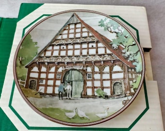 Vintage 1985 Karl Bedal Bavaria Porcelain Plate, German Landscape, Signed Limited Edition