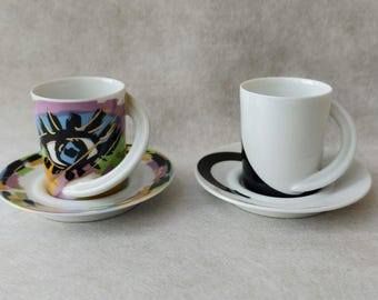 Vintage Rosenthal Cupola Espresso Cup & Saucer Set: Studio Linie, German Porcelain