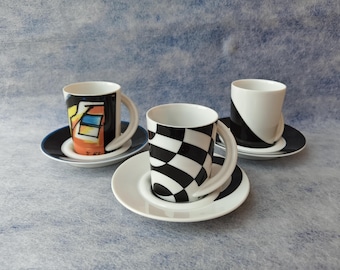 Rosenthal Cupola Artist Collection Espresso Cups and Saucers (Set of 3)