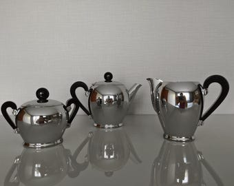 Vintage Alessi Alfra Italian Coffee Pot, Creamer, Sugar Bowl Set