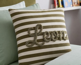 Personalization Kids Punch Needle Pillow Cover, Boho Fall Decor, Halloween Gifts