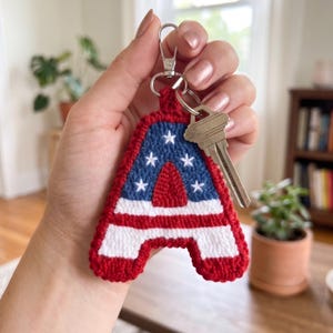 American Flag Letter Keychain, USA Bag Charm, 250th Anniversary Keychain, Patriotic Gifts