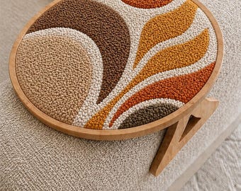 Bandeja reposabrazos de sofá hecha a mano con aguja perforadora, mesa auxiliar de madera para el brazo del sofá, decoración para la sala de estar.