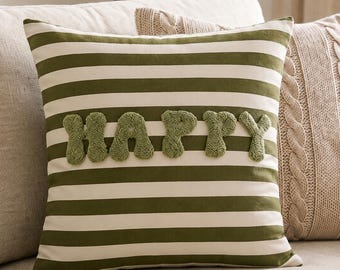 Handmade Punch Needle Pillow Cover, Autumn Home Decor, Halloween Gifts