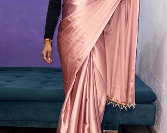 Woman Satin Saree With Blouse Piece