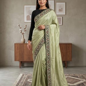 Women's Sequence Embroidery Saree With Blouse Piece | Glamorous Sequin Indian Sari