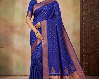 Woman Banarasi/Kanjivaram Soft Silk saree with blouse piece