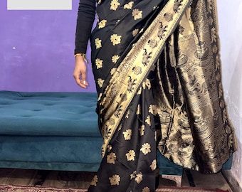 Woman Banarasi Silk Saree With Blouse Piece