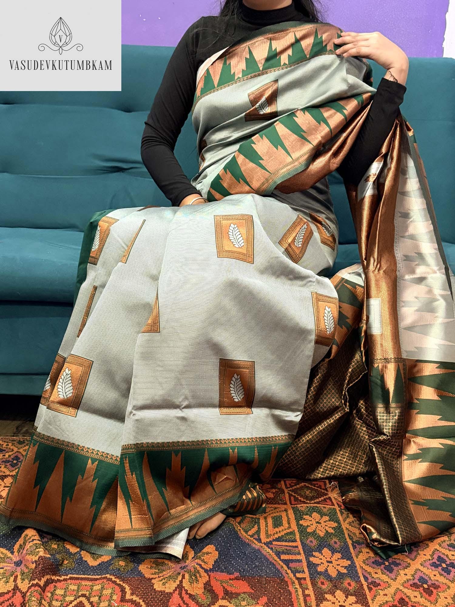 Vintage Gris Saris 100% Pure Soie Tissé Main Brodé Sari 4.6m Loisirs