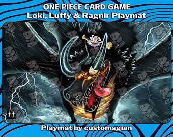 Loki Luffy & Ragnir Playmat | Custom Anime Art Desk Mat | Non-Slip Gaming Mousepad | Stitched Edges