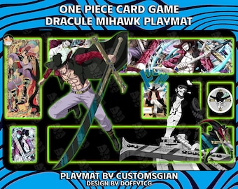 Dracule Mihawk OP TCG Playmat | Custom Anime Art Desk Mat | Non-Slip Gaming Mousepad | Stitched Edges